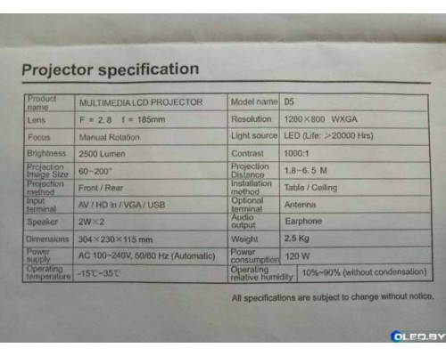 LED Проектор LCD D5