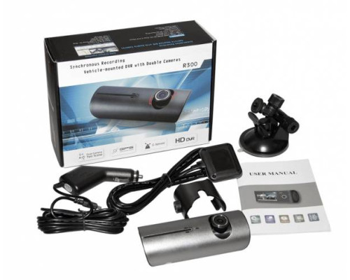Видеорегистратор Eplutus DVR-R300 с 2 камерами, GPS и G-сенсором